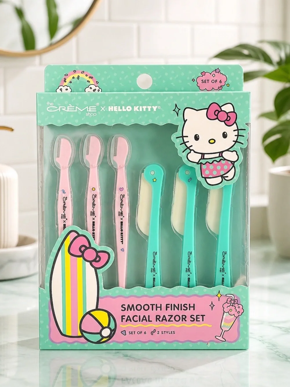 The Crème Shop x Hello Kitty Smooth Finish Facial Razor Set 6 Pack